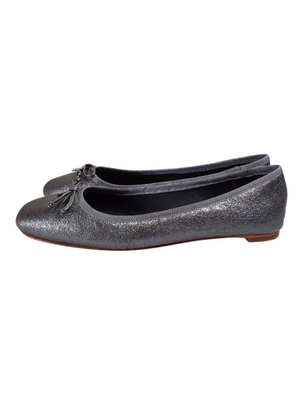 Coach NIB Flatiron Metallic Gunmetal Ballet Flat Neutral/Luxury/Minimalist - 8 - Picture 5 of 12